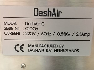 DashAir® typeplaatje model nr.